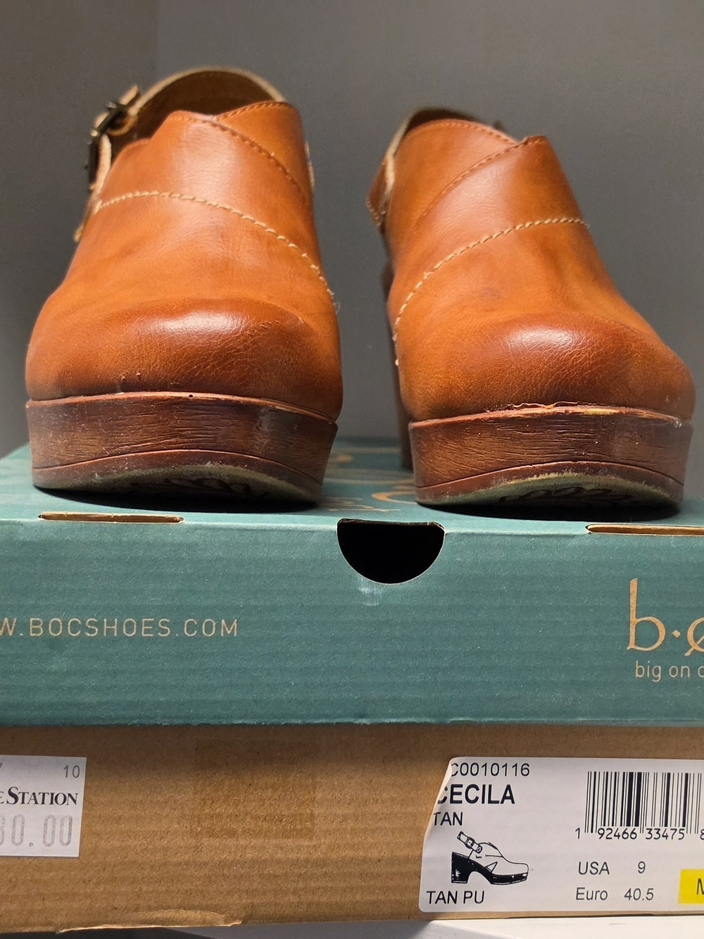 boc Women's Brown Leather Clog Heels - Picture 2 of 5